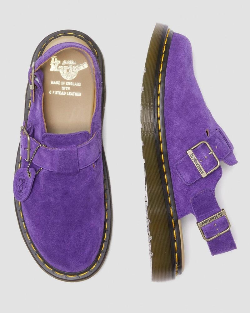 Dr Martin Martens Jorge Made in England Suede Slingback Mules (Repello Calf Suede (Gum Oil)) Sandals Purple | NB90-X1SY