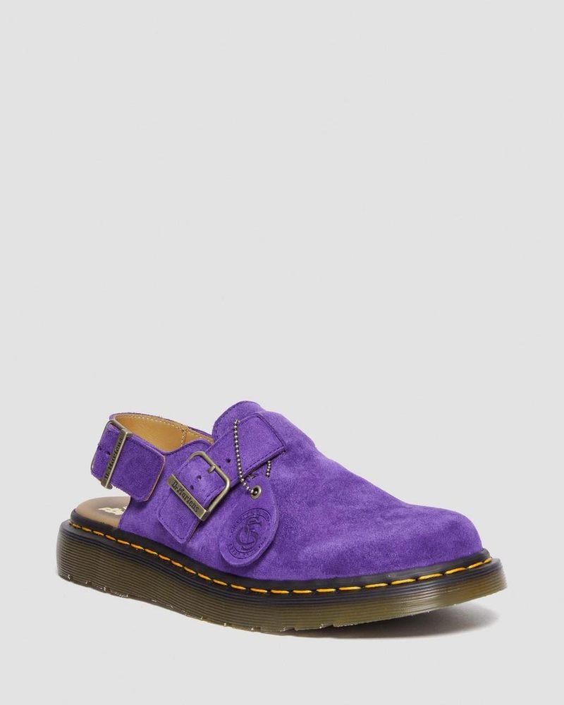 Dr Martin Martens Jorge Made in England Suede Slingback Mules (Repello Calf Suede (Gum Oil)) Sandals Purple | NB90-X1SY