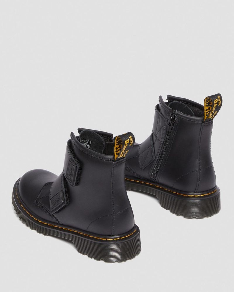 Dr Martin Martens Junior 1460 Double Strap Leather Boots (Romario) Shoes Black | LF45-I6OS