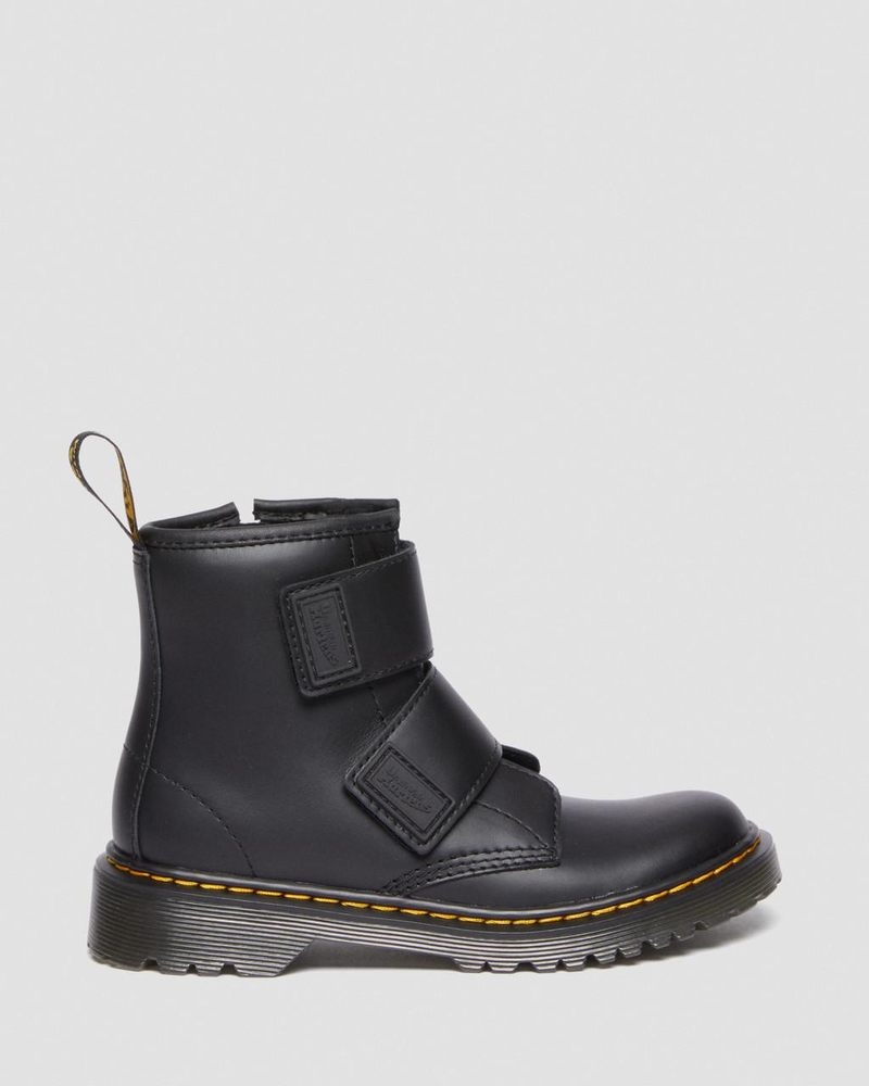 Dr Martin Martens Junior 1460 Double Strap Leather Boots (Romario) Shoes Black | LF45-I6OS