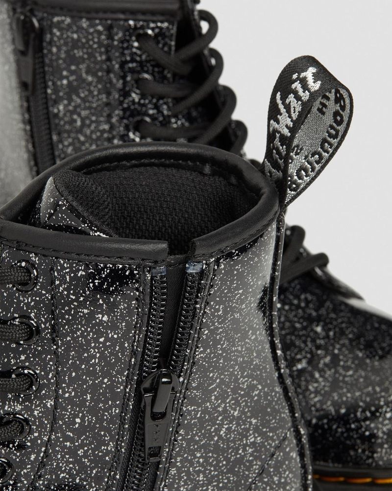 Dr Martin Martens Junior 1460 Glitter Lace Up Boots (Cosmic Glitter) Boots Black | TZ06-C2RJ