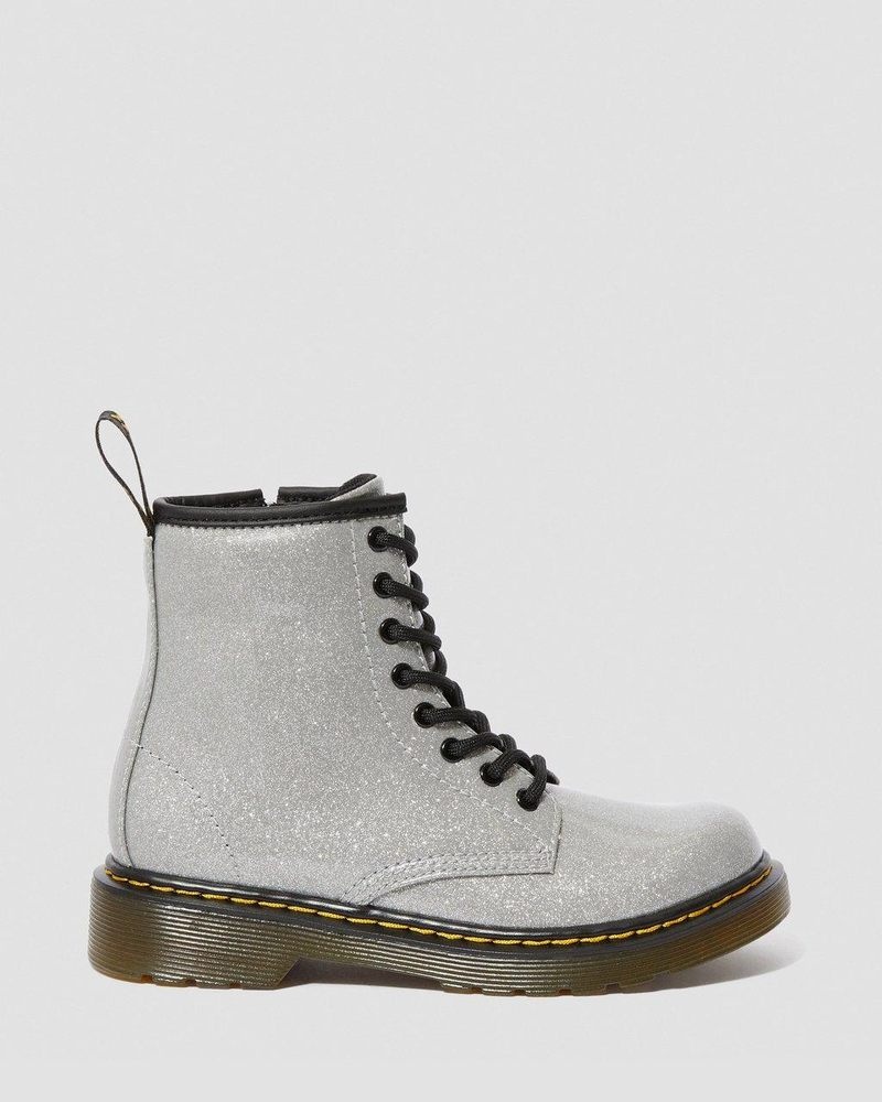 Dr Martin Martens Junior 1460 Glitter Lace Up Boots (Coated Glitter) Shoes Silver | KS78-F1VX