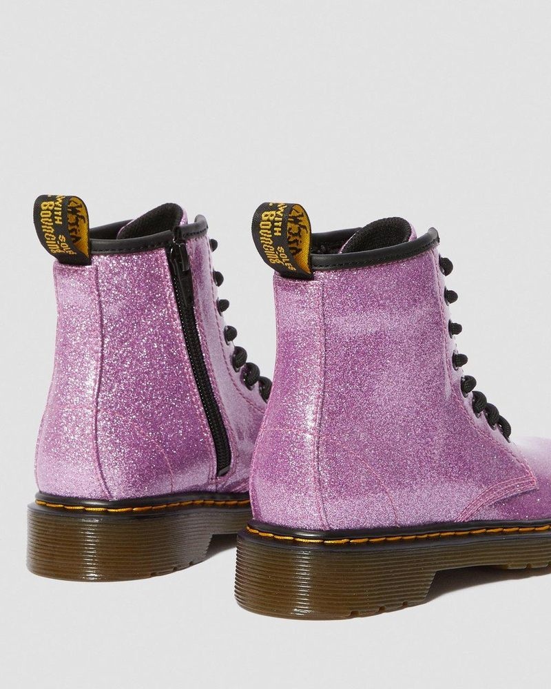 Dr Martin Martens Junior 1460 Glitter Lace Up Boots (Coated Glitter) Boots Dark Pink | LO99-X0IT