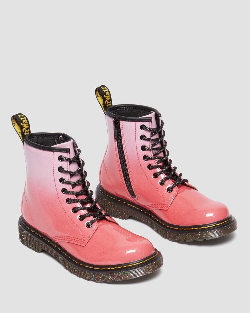 Dr Martin Martens Junior 1460 Gradient Glitter Leather Lace Up Boots Boots Pink | XU78-C0GB