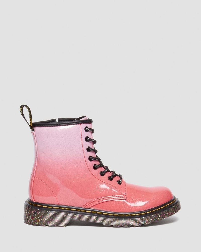 Dr Martin Martens Junior 1460 Gradient Glitter Leather Lace Up Boots Boots Pink | XU78-C0GB