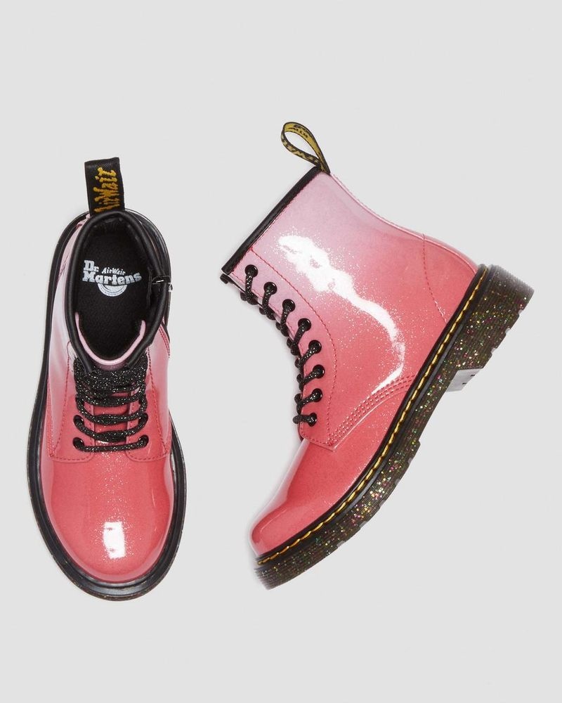 Dr Martin Martens Junior 1460 Gradient Glitter Leather Lace Up Boots Boots Pink | XU78-C0GB