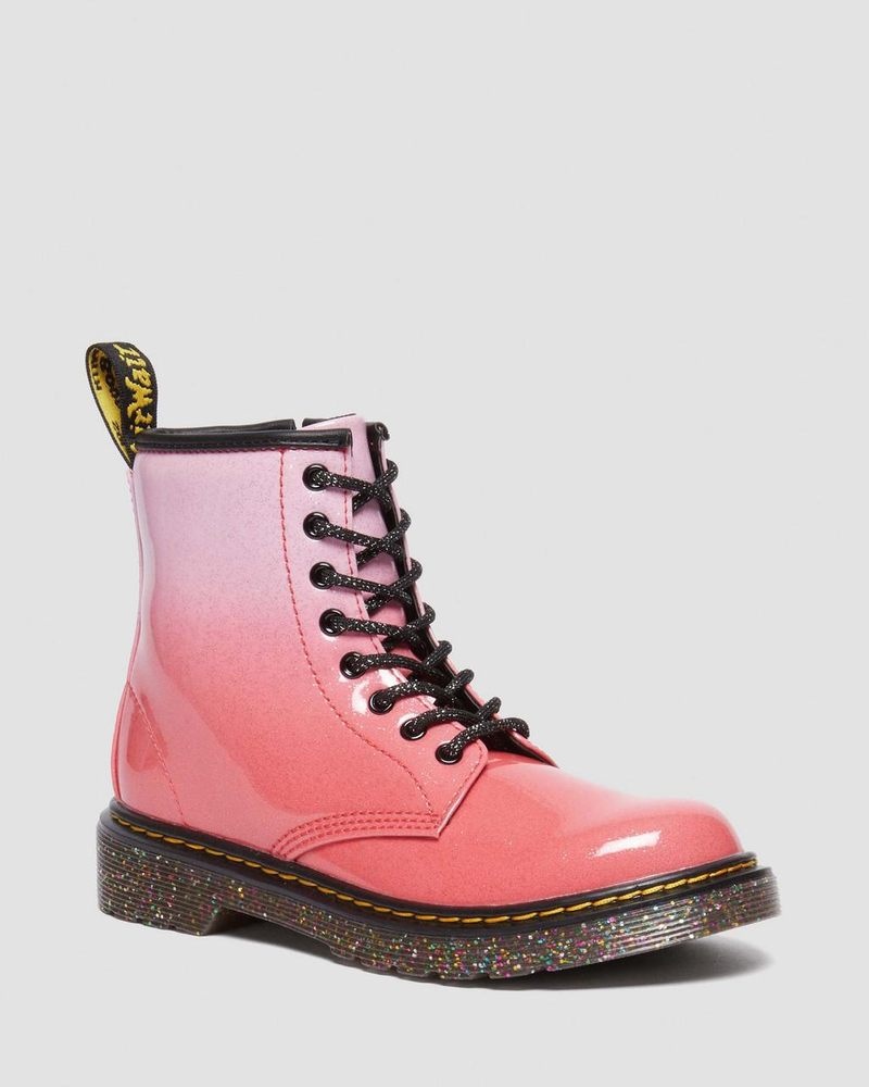 Dr Martin Martens Junior 1460 Gradient Glitter Leather Lace Up Boots Boots Pink | XU78-C0GB