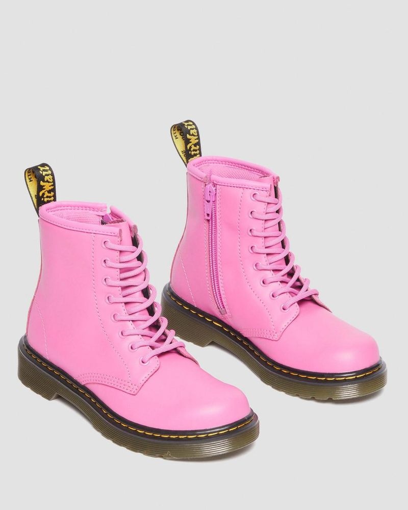 Dr Martin Martens Junior 1460 Leather Lace Up Boots (Romario) Boots Thrift Pink | WL59-M5QV