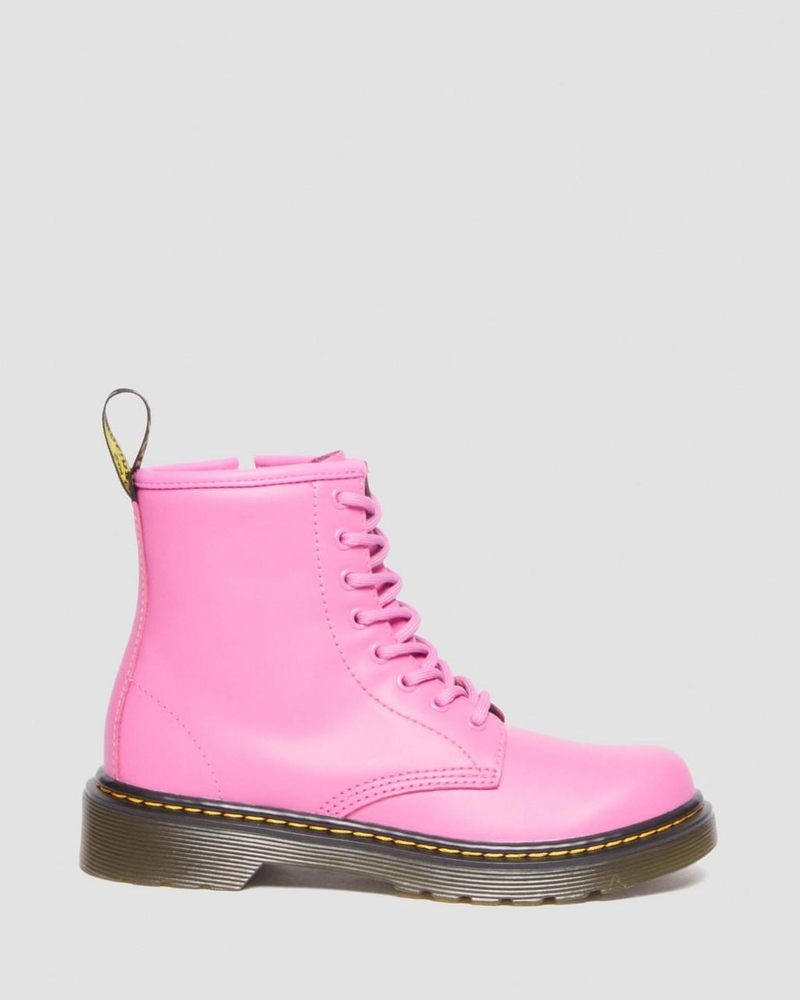 Dr Martin Martens Junior 1460 Leather Lace Up Boots (Romario) Boots Thrift Pink | WL59-M5QV