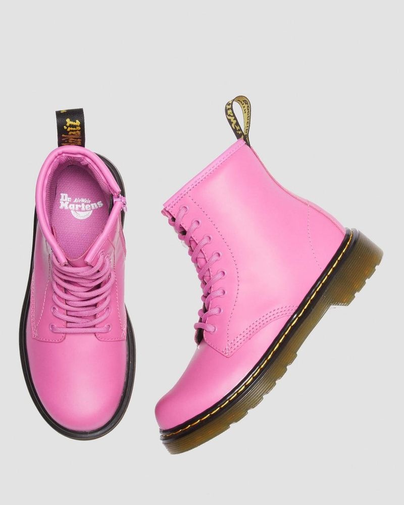 Dr Martin Martens Junior 1460 Leather Lace Up Boots (Romario) Boots Thrift Pink | WL59-M5QV