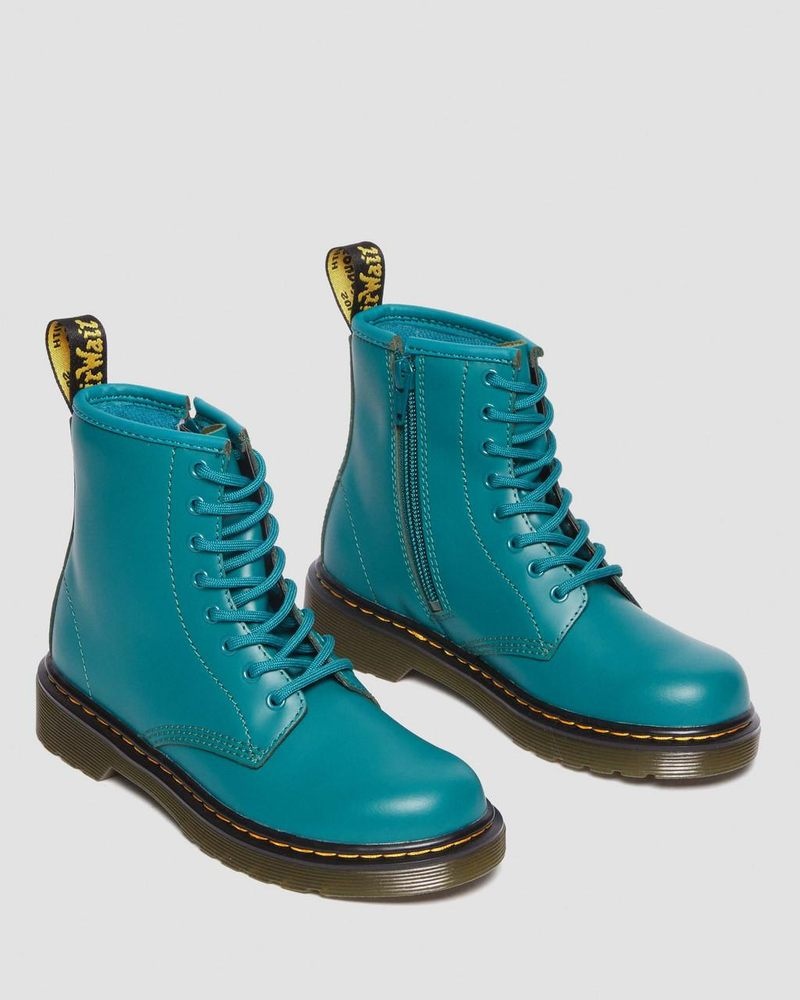 Dr Martin Martens Junior 1460 Leather Lace Up Boots (Romario) Boots Teal Green | UN06-T5LF