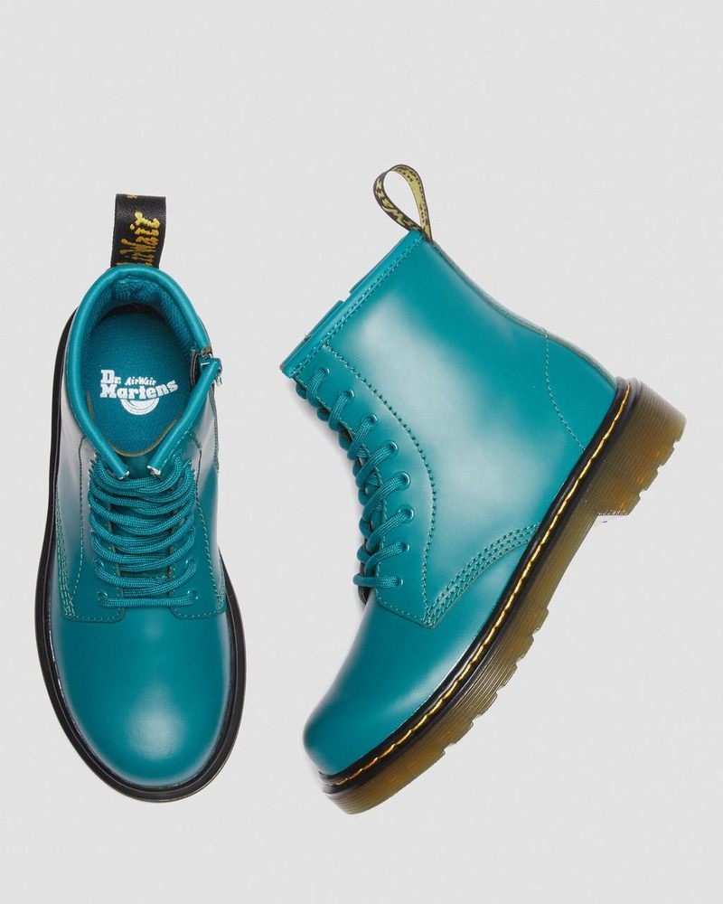 Dr Martin Martens Junior 1460 Leather Lace Up Boots (Romario) Boots Teal Green | UN06-T5LF