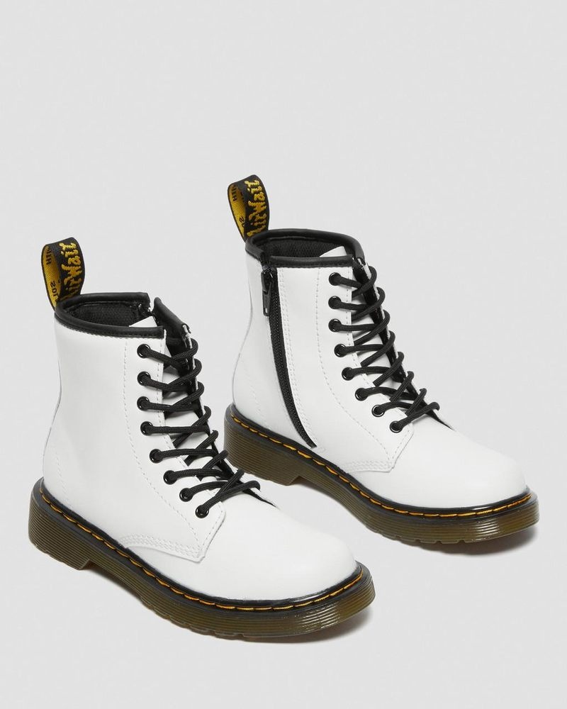 Dr Martin Martens Junior 1460 Leather Lace Up Boots (Romario) Boots White | AW81-O7ZQ