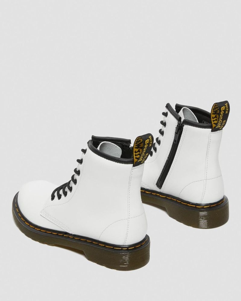 Dr Martin Martens Junior 1460 Leather Lace Up Boots (Romario) Boots White | AW81-O7ZQ