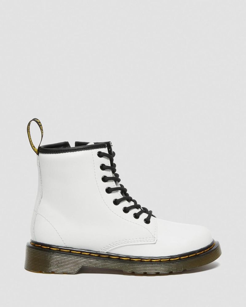 Dr Martin Martens Junior 1460 Leather Lace Up Boots (Romario) Boots White | AW81-O7ZQ