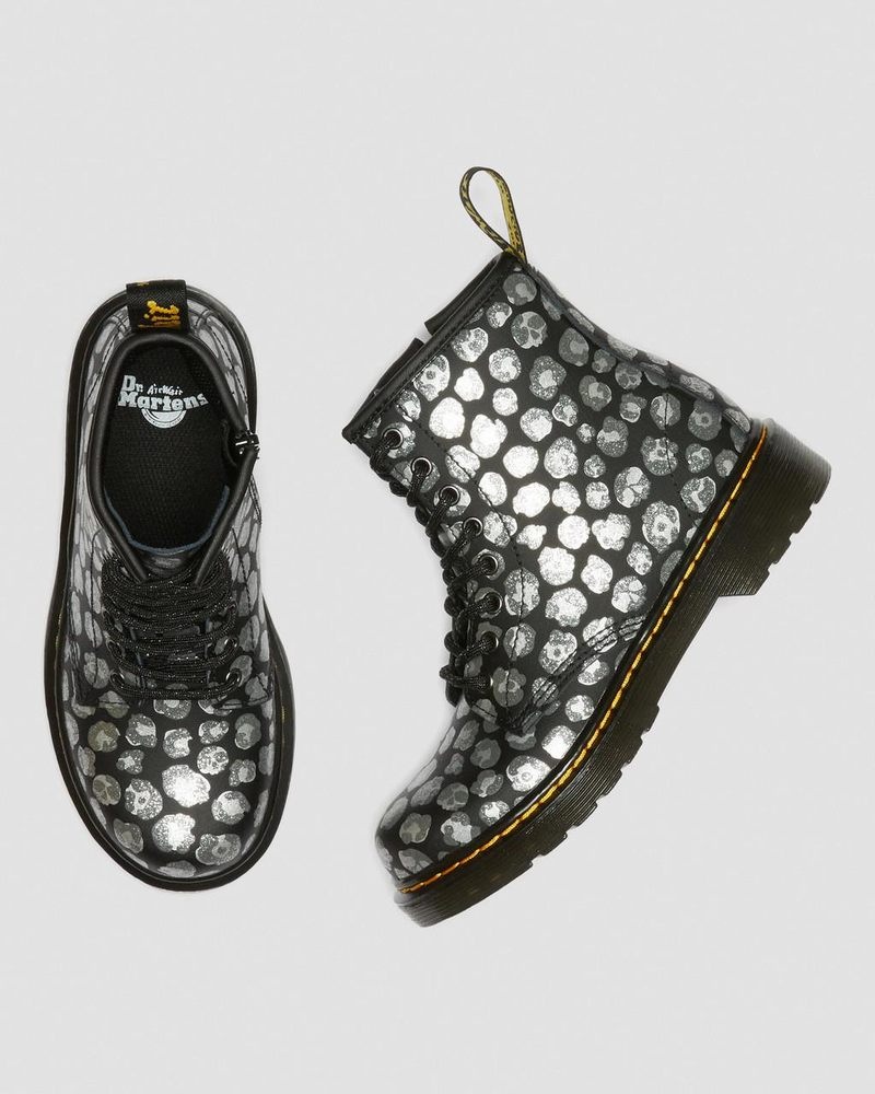 Dr Martin Martens Junior 1460 Leopard Hydro Leather Lace Up Boots (Loud Leopard K Hydro) Boots Black | ZO73-R2AD