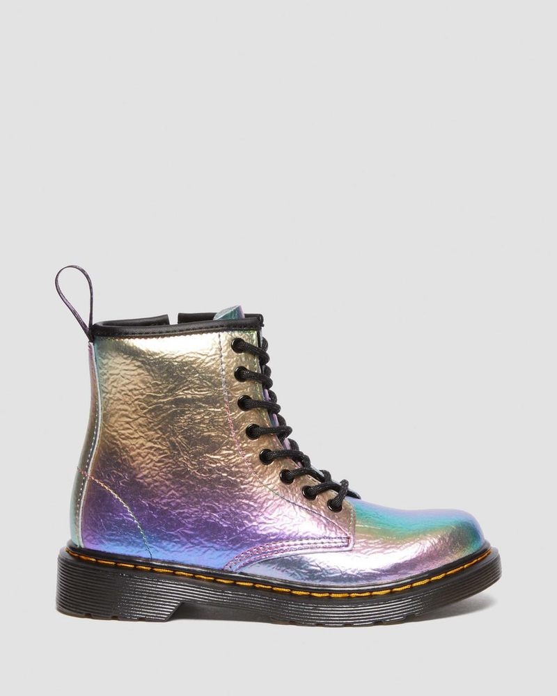 Dr Martin Martens Junior 1460 Rainbow Crinkle Leather Lace Up Boots (Rainbow Crinkle) Boots Multi | GL90-Q7BN