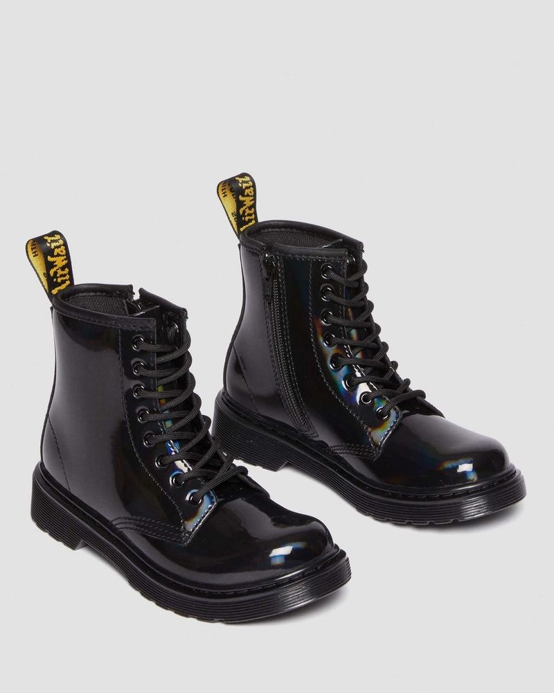 Dr Martin Martens Junior 1460 Rainbow Patent Leather Lace Up Boots (Rainbow Patent) Boots Black | XP45-X3UX