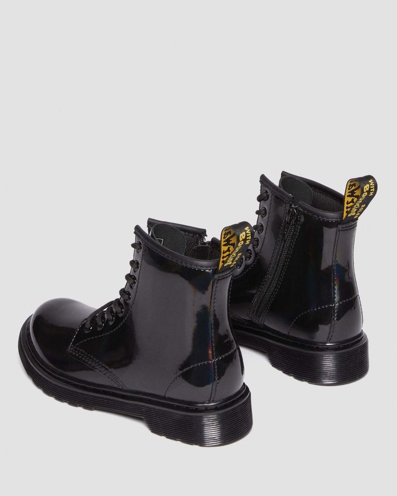 Dr Martin Martens Junior 1460 Rainbow Patent Leather Lace Up Boots (Rainbow Patent) Boots Black | XP45-X3UX