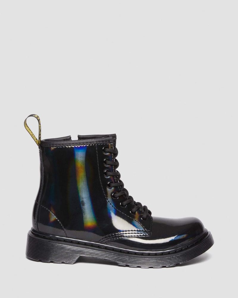 Dr Martin Martens Junior 1460 Rainbow Patent Leather Lace Up Boots (Rainbow Patent) Boots Black | XP45-X3UX