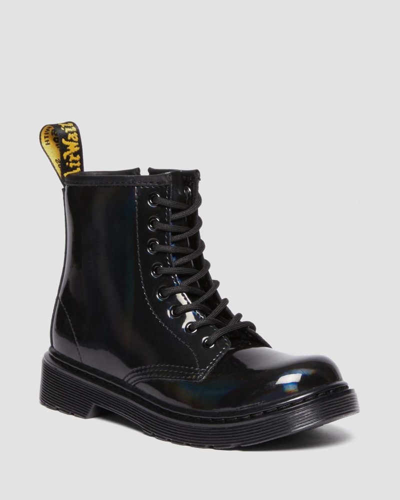 Dr Martin Martens Junior 1460 Rainbow Patent Leather Lace Up Boots (Rainbow Patent) Boots Black | XP45-X3UX