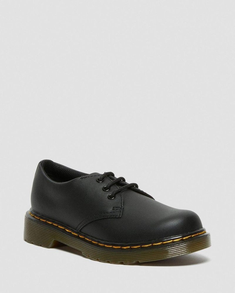 Dr Martin Martens Junior 1461 Softy T Leather Shoes (Softy T) Shoes Black | GQ37-A7FI