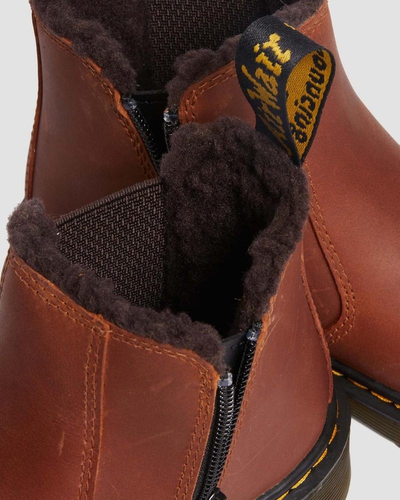 Dr Martin Martens Junior 2976 Faux Fur Lined Chelsea Boots (Republic Waterproof) Boots Light Brown | IY15-R1IX