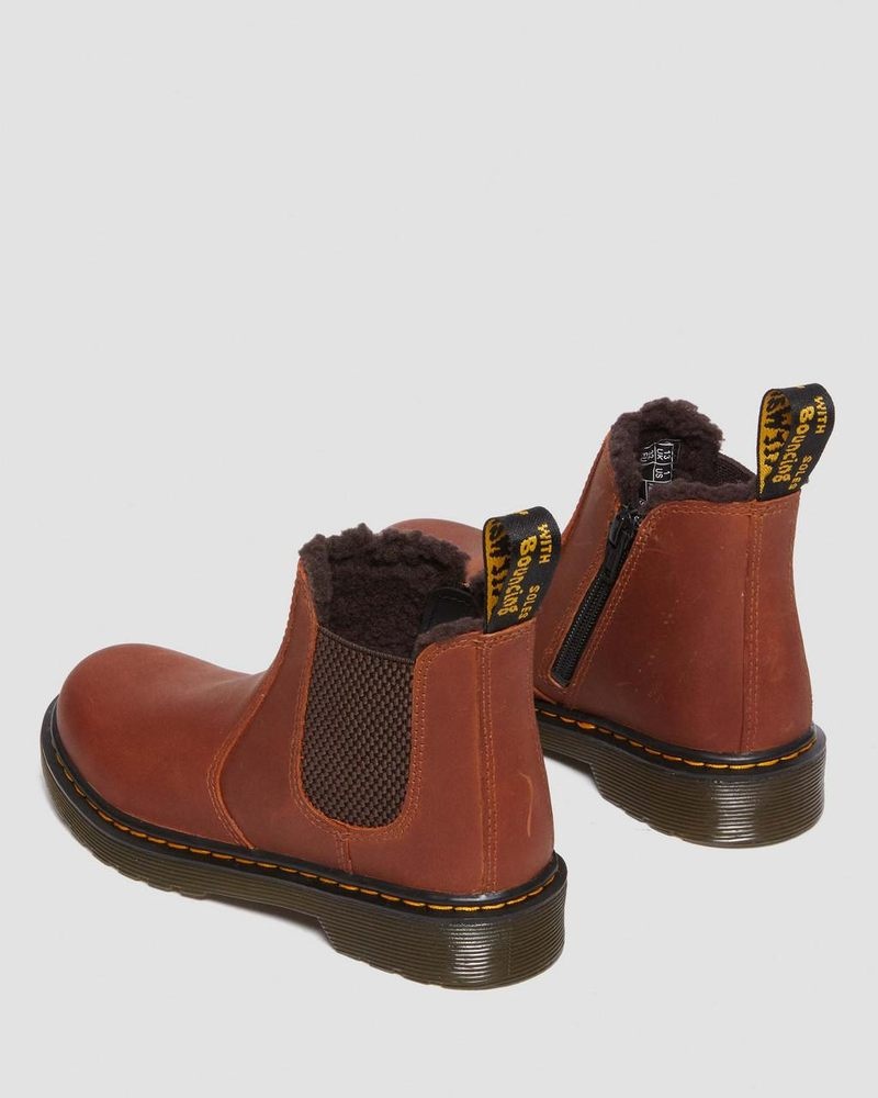 Dr Martin Martens Junior 2976 Faux Fur Lined Chelsea Boots (Republic Waterproof) Boots Light Brown | IY15-R1IX