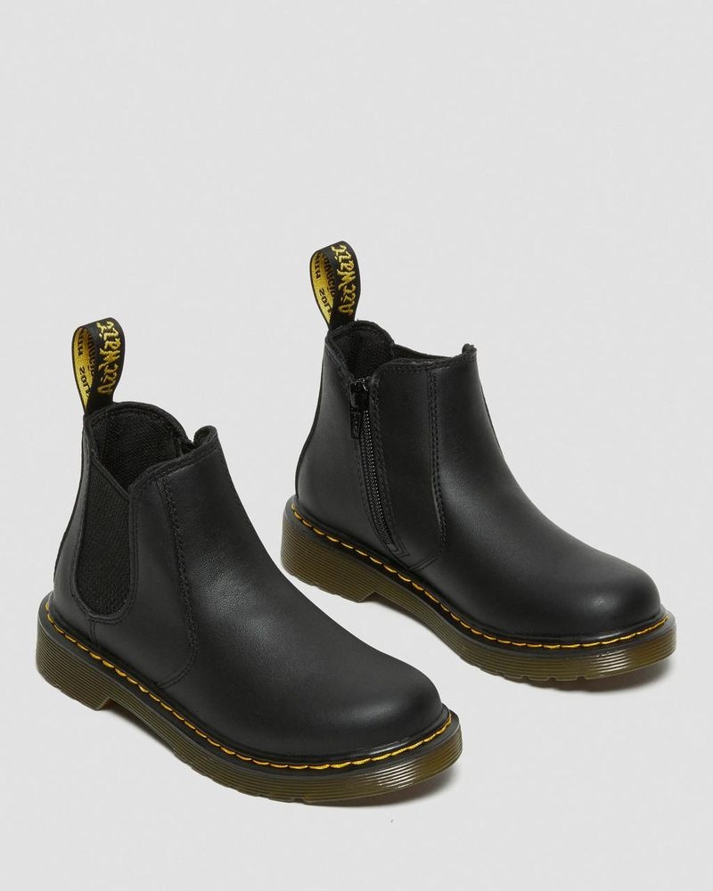 Dr Martin Martens Junior 2976 Softy T Leather Chelsea Boots (Softy T) Boots Black | GV20-A4JV