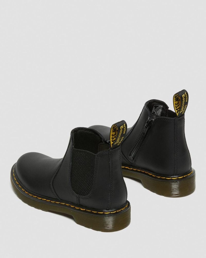 Dr Martin Martens Junior 2976 Softy T Leather Chelsea Boots (Softy T) Boots Black | GV20-A4JV