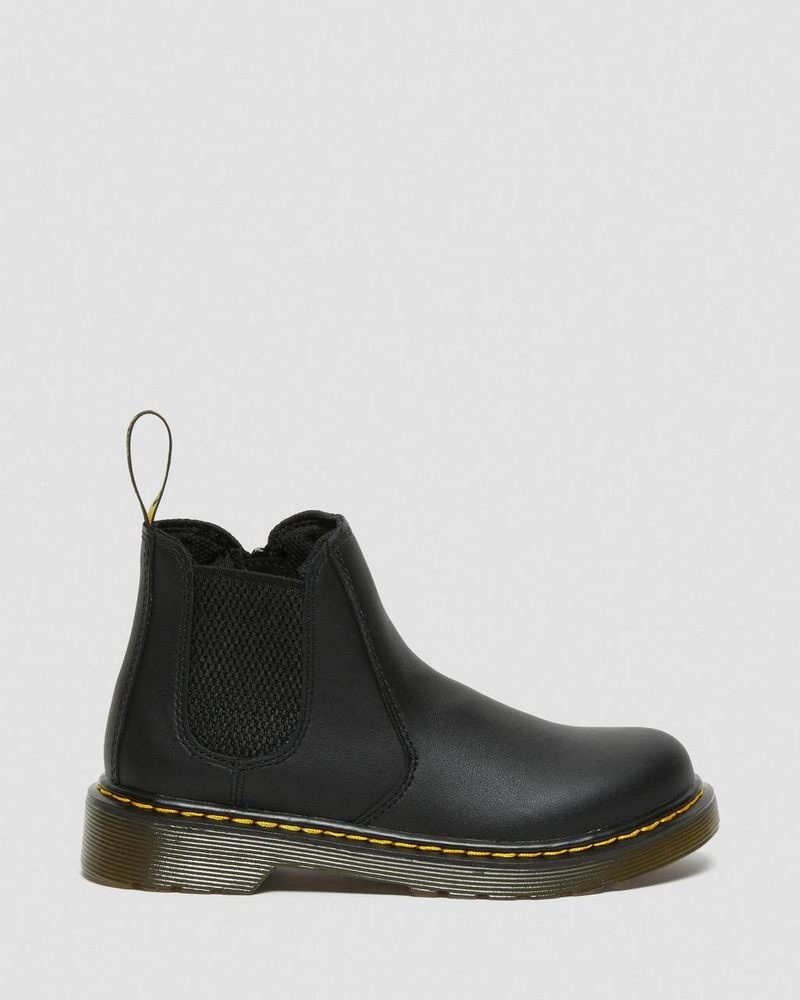 Dr Martin Martens Junior 2976 Softy T Leather Chelsea Boots (Softy T) Boots Black | GV20-A4JV