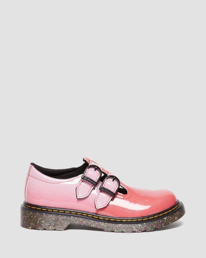 Dr Martin Martens Junior 8065 Gradient Glitter Leather Mary Jane Shoes Shoes Pink | CW09-L1JL