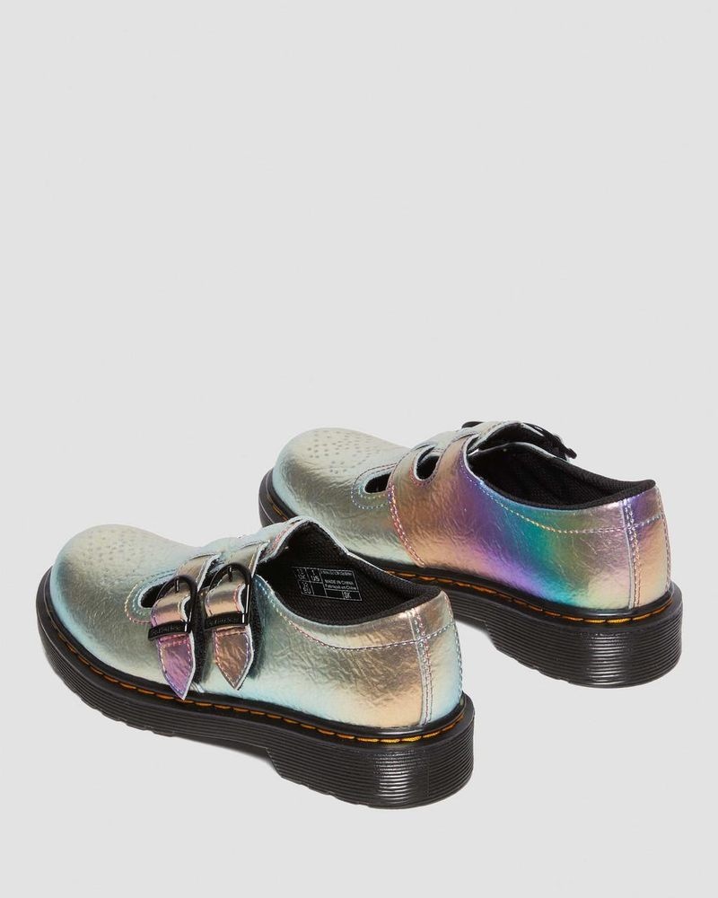 Dr Martin Martens Junior 8065 Rainbow Crinkle Leather Mary Jane Shoes (Rainbow Crinkle) Shoes Multi | XF96-Z0JU