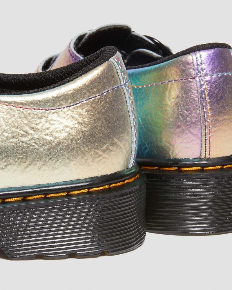 Dr Martin Martens Junior 8065 Rainbow Crinkle Leather Mary Jane Shoes (Rainbow Crinkle) Shoes Multi | XF96-Z0JU