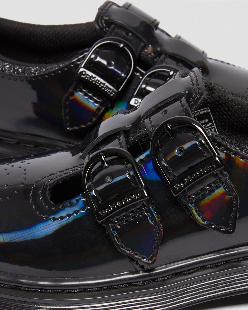 Dr Martin Martens Junior 8065 Rainbow Patent Leather Mary Jane Shoes (Rainbow Patent) Shoes Black | SL93-D0UO