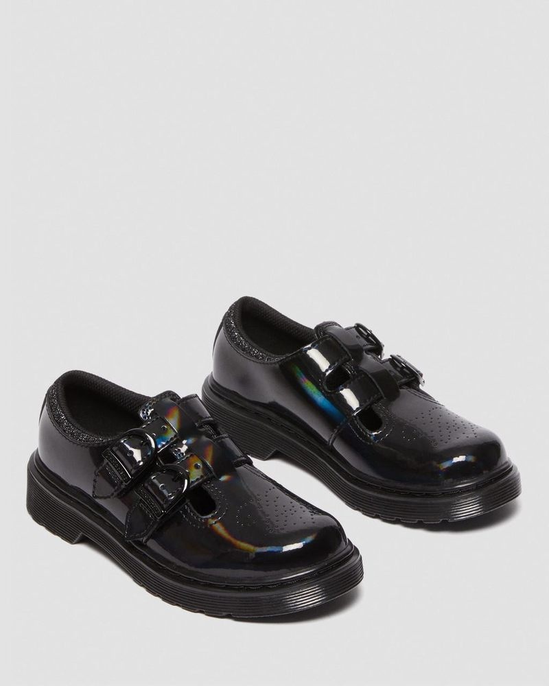 Dr Martin Martens Junior 8065 Rainbow Patent Leather Mary Jane Shoes (Rainbow Patent) Shoes Black | SL93-D0UO