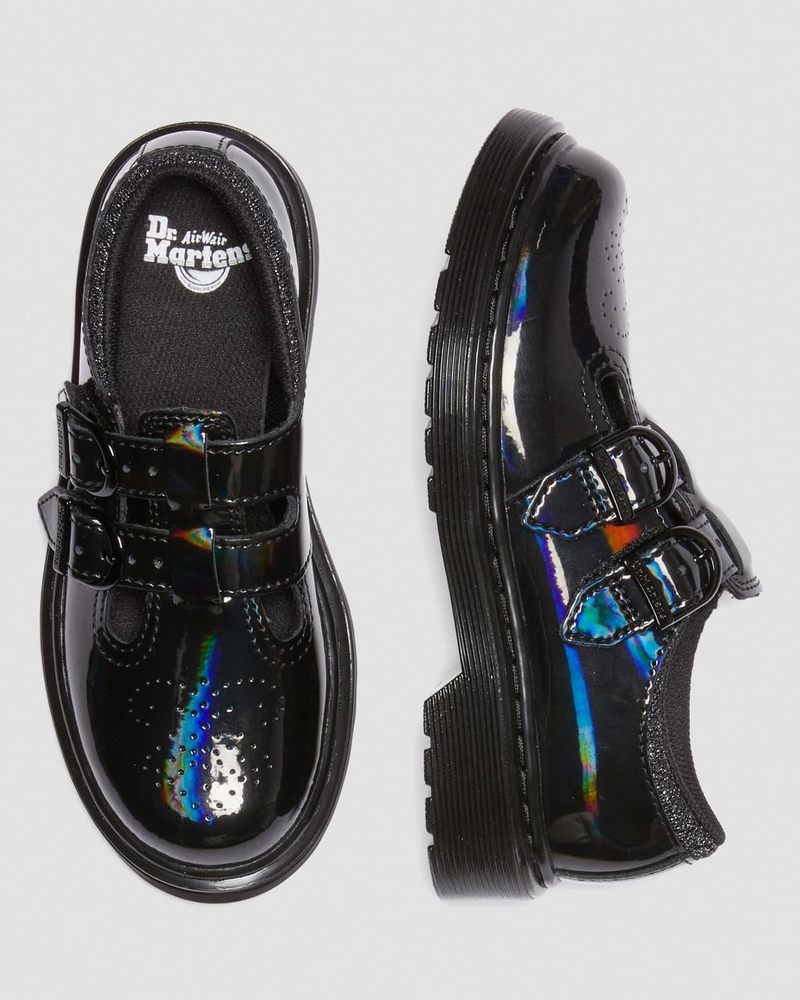 Dr Martin Martens Junior 8065 Rainbow Patent Leather Mary Jane Shoes (Rainbow Patent) Shoes Black | SL93-D0UO