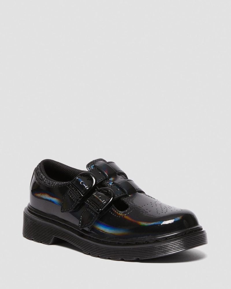 Dr Martin Martens Junior 8065 Rainbow Patent Leather Mary Jane Shoes (Rainbow Patent) Shoes Black | SL93-D0UO