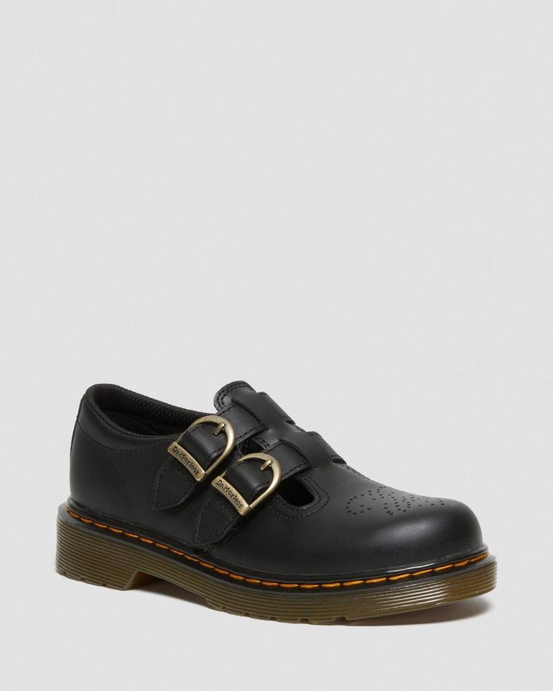 Dr Martin Martens Junior 8065 Softy T Leather Mary Jane Shoes (Softy T) Shoes Black | NG93-W1ID