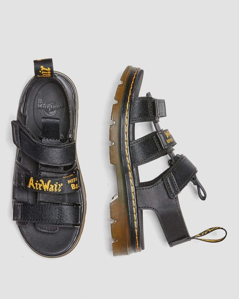 Dr Martin Martens Junior Callan Casual Sandals (Extra Tough 50/50+Rubbery) Sandals Black | HX28-U4HB