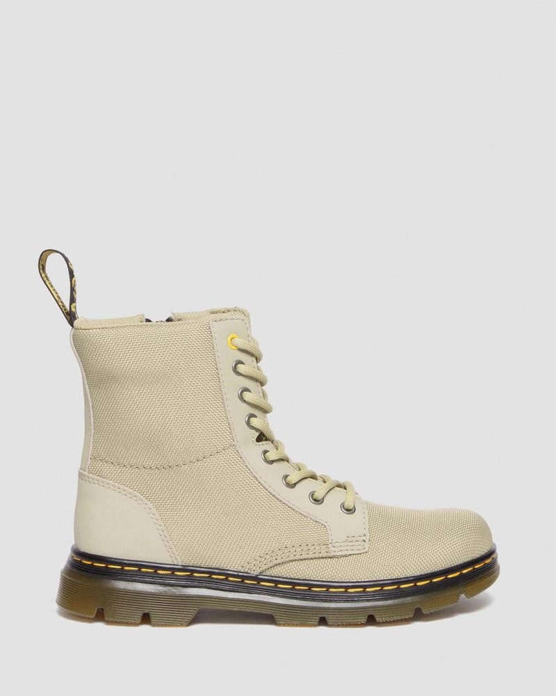 Dr Martin Martens Junior Combs Extra Tough Poly Casual Boots (Extra Tough 50/50+Rubbery) Boots Pale Olive | ZU86-A3VZ