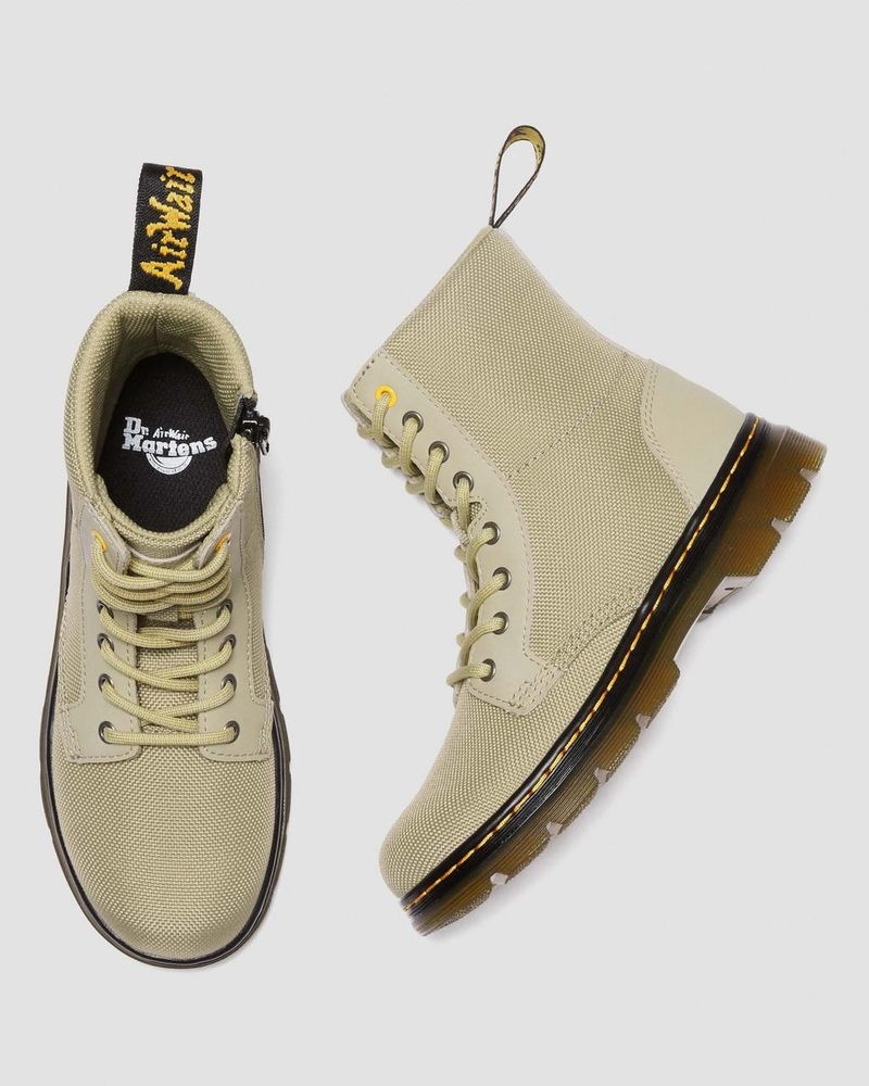 Dr Martin Martens Junior Combs Extra Tough Poly Casual Boots (Extra Tough 50/50+Rubbery) Boots Pale Olive | ZU86-A3VZ