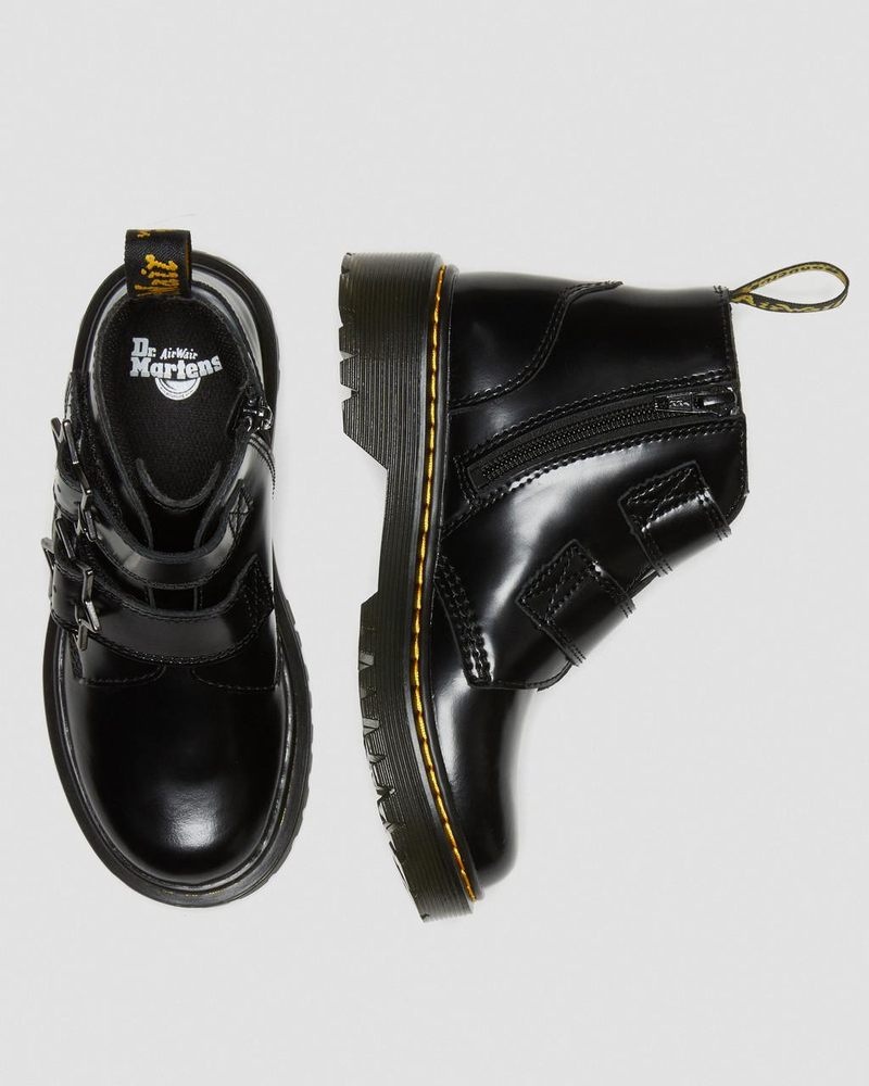 Dr Martin Martens Junior Devon Bex Leather Ankle Boots (Lissome) Boots Black | LJ26-A7QF