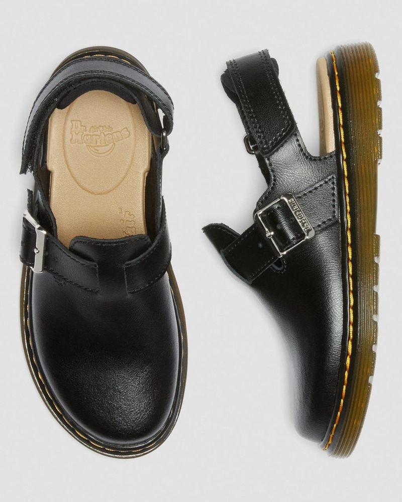 Dr Martin Martens Junior Jorgie Leather Slingback Mules (T Lamper) Sandals Black | JP11-O8ZK