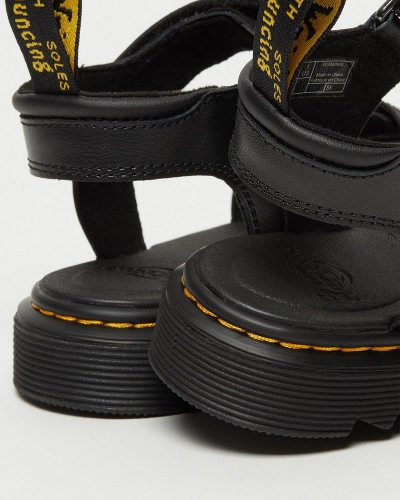 Dr Martin Martens Junior Klaire Leather Strap Sandals (T Lamper) Sandals Black | RT11-N1YC