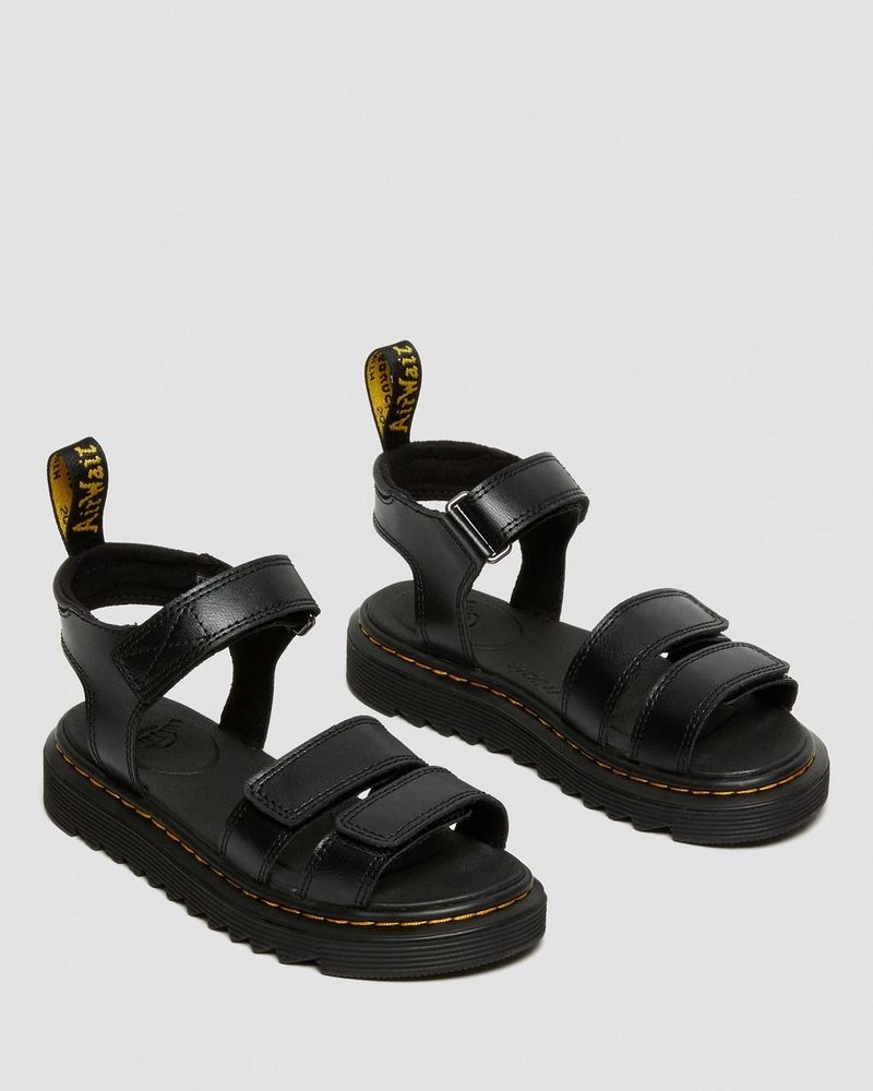 Dr Martin Martens Junior Klaire Leather Strap Sandals (T Lamper) Sandals Black | RT11-N1YC