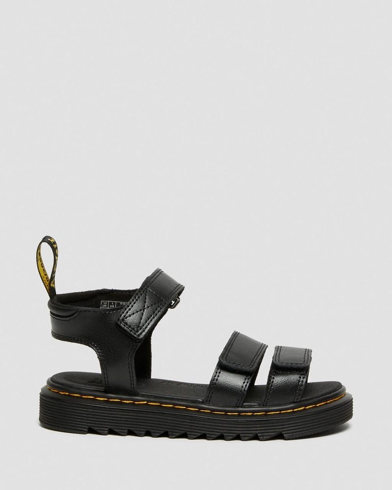 Dr Martin Martens Junior Klaire Leather Strap Sandals (T Lamper) Sandals Black | RT11-N1YC