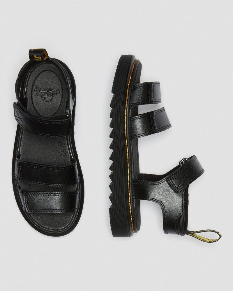 Dr Martin Martens Junior Klaire Leather Strap Sandals (T Lamper) Sandals Black | RT11-N1YC