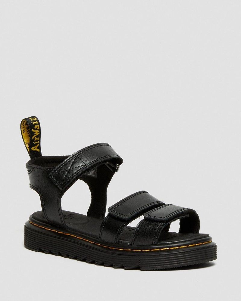 Dr Martin Martens Junior Klaire Leather Strap Sandals (T Lamper) Sandals Black | RT11-N1YC