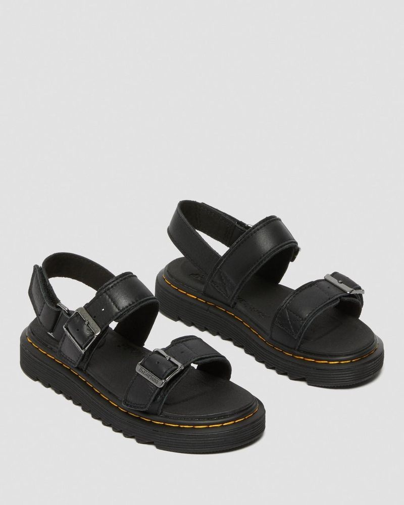 Dr Martin Martens Junior Kyle Leather Sandals Shoes Black | NA80-L4MX